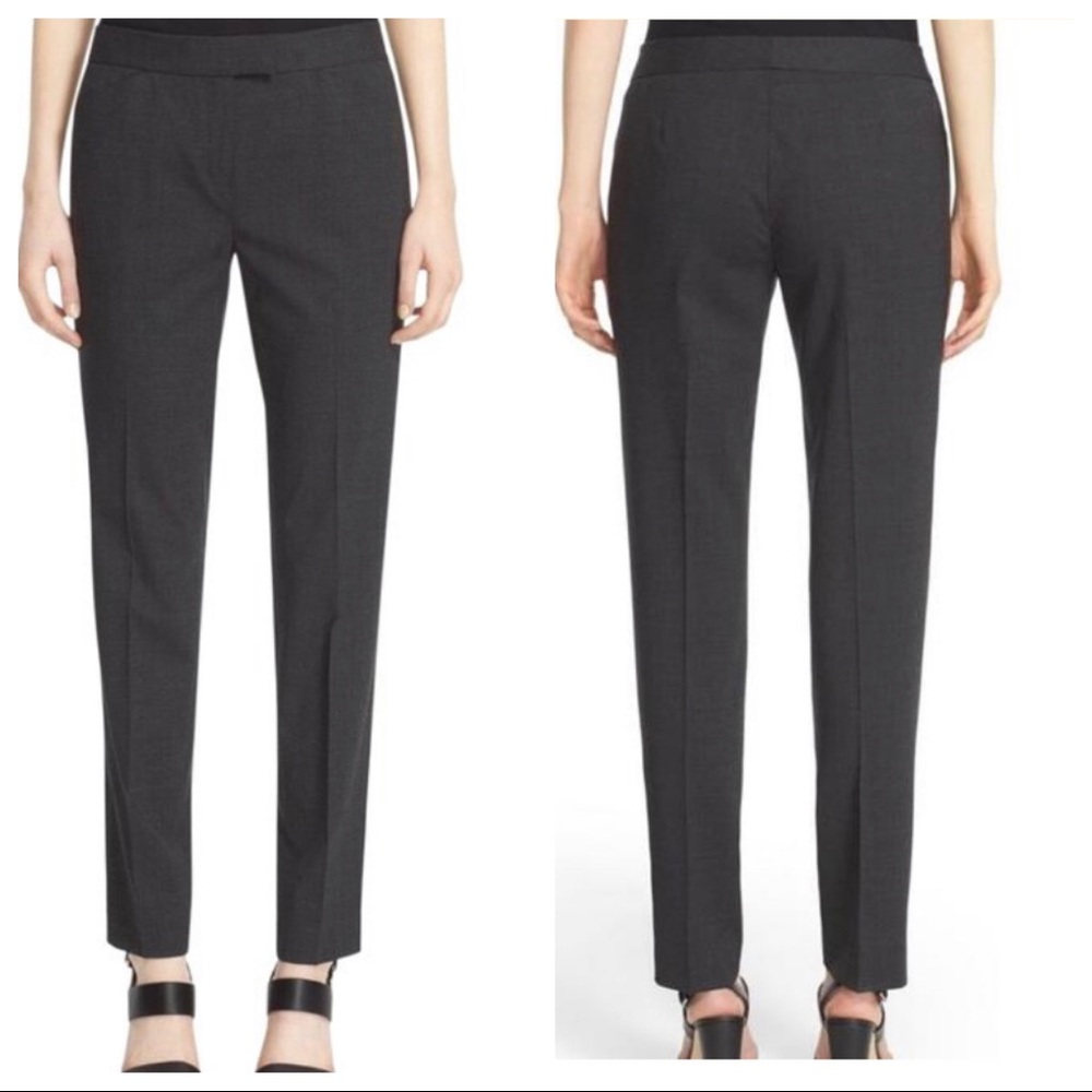 Lafayette 148 Irving Stretch Wool Pants in Smoke Grey | 12 NWT